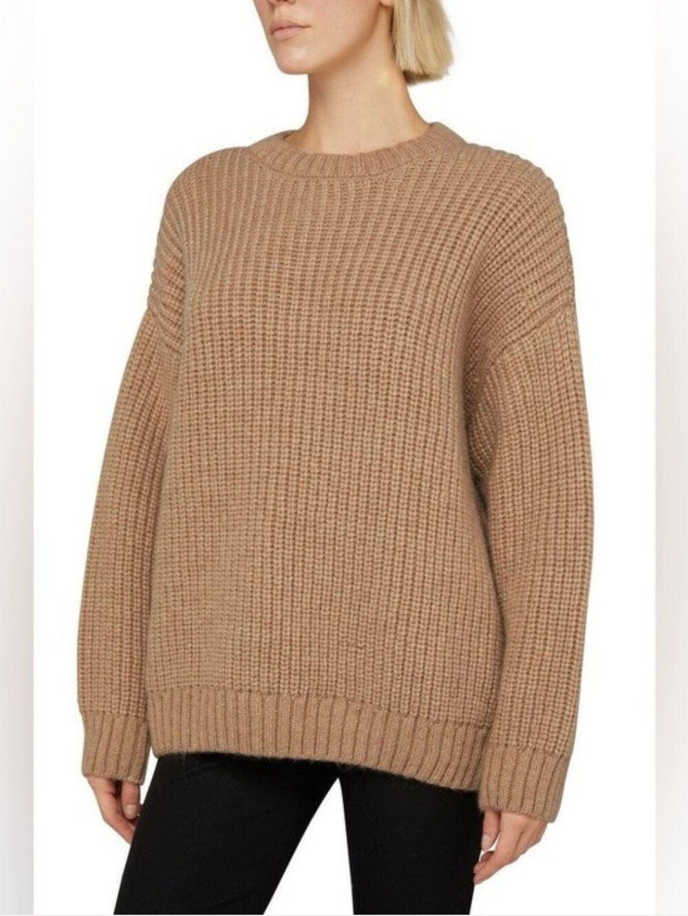 NWOT ANINE BING Sydney Crewneck Sweater XS, Camel, Wool-blend